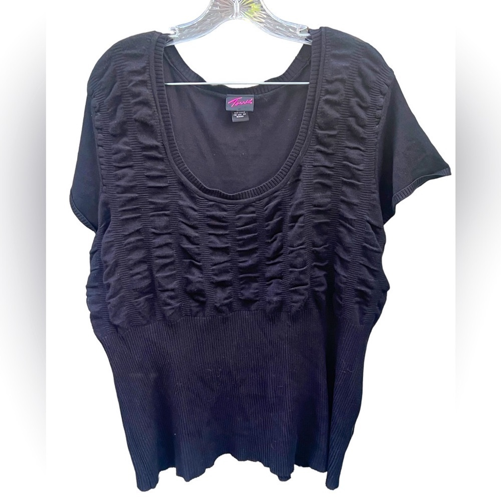 4X Torrid Black Waffle Cap Sleeve Sweater Pink Tag Vintage